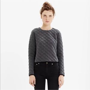 MADEWELL Cute Crop Quilted Grey dress Sweatshirt